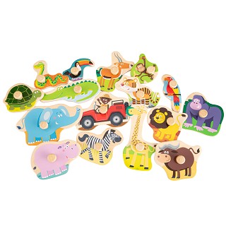 Peg puzzle - 16 pieces - safari